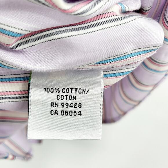 Bugatchi UOMO Classic Fit Purple Pinstripe Long Sleeve Button Up Shirt Men's XL - Picture 9 of 9